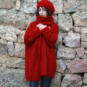 Boutique Mohair Tricot Machine Veste Oversize Rubis